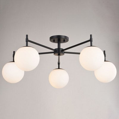 32-in. 5 Light Semi-Flush Mount Matte Black