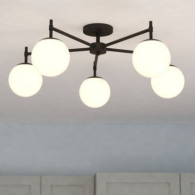 32-in. 5 Light Semi-Flush Mount Matte Black
