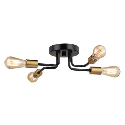 15.75-in. 4 Light Semi-flush Mount Black and Natural Brass by Vaxcel International