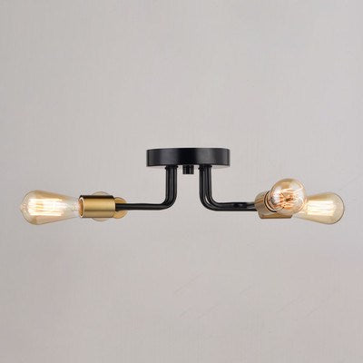 15.75-in. 4 Light Semi-flush Mount Black and Natural Brass