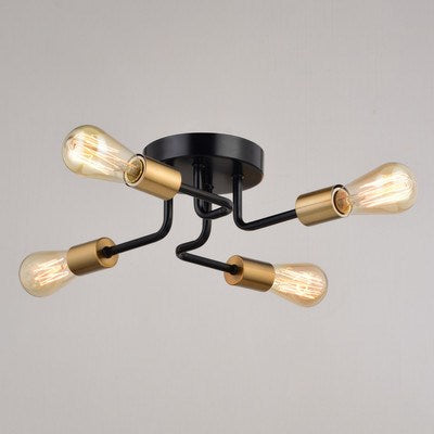 15.75-in. 4 Light Semi-flush Mount Black and Natural Brass