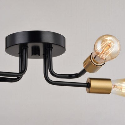 15.75-in. 4 Light Semi-flush Mount Black and Natural Brass