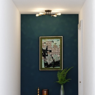 15.75-in. 4 Light Semi-flush Mount Black and Natural Brass