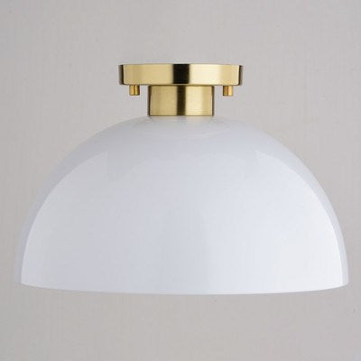 13-in. Semi Flush Glossy White and Satin Brass