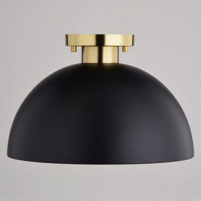 13-in. Semi Flush Matte Black and Satin Brass