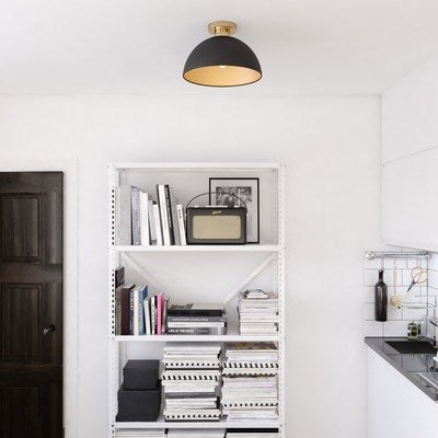13-in. Semi Flush Matte Black and Satin Brass