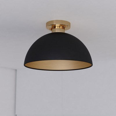 13-in. Semi Flush Matte Black and Satin Brass