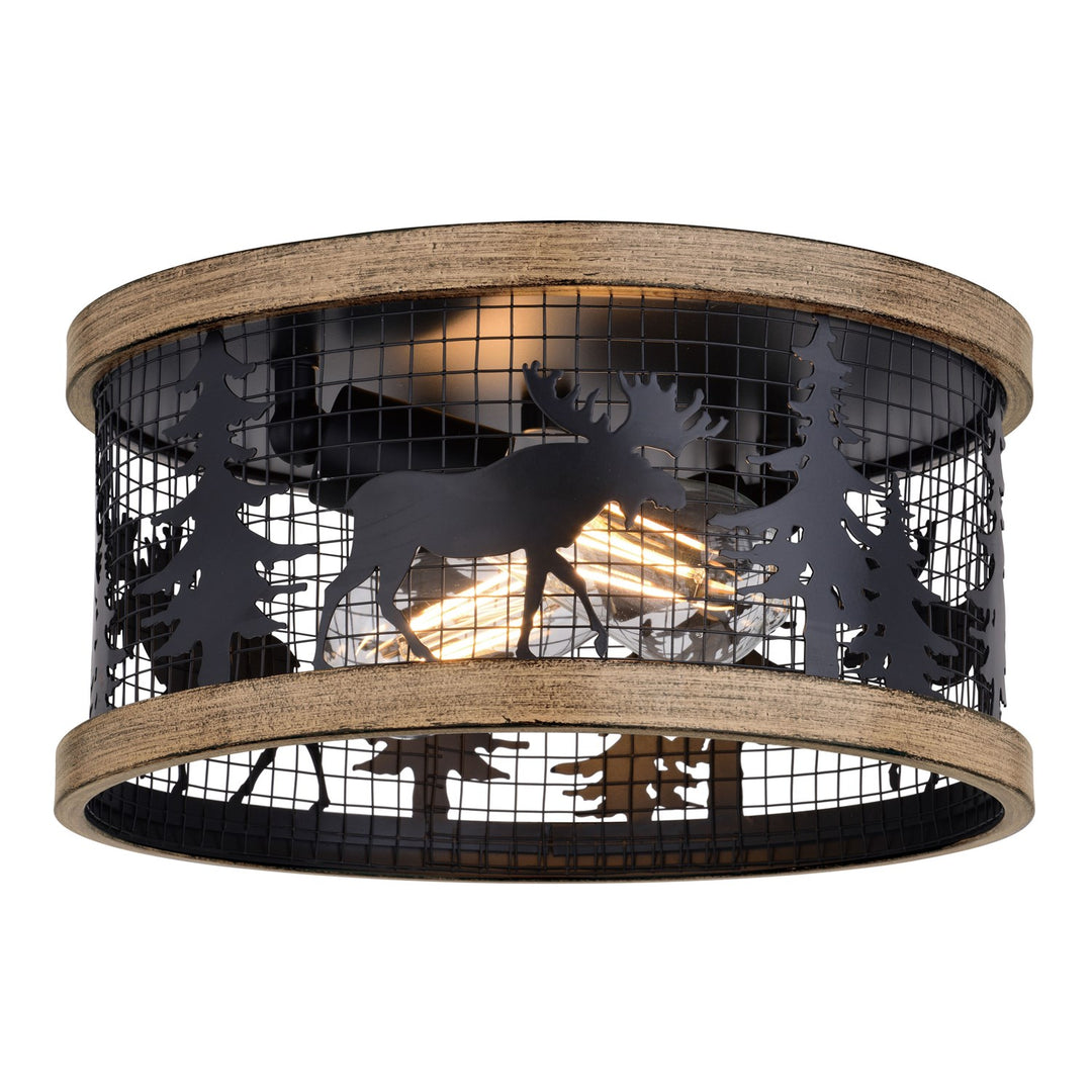 12-in. 2 Light Flush Black and Burnished Teak by Vaxcel International