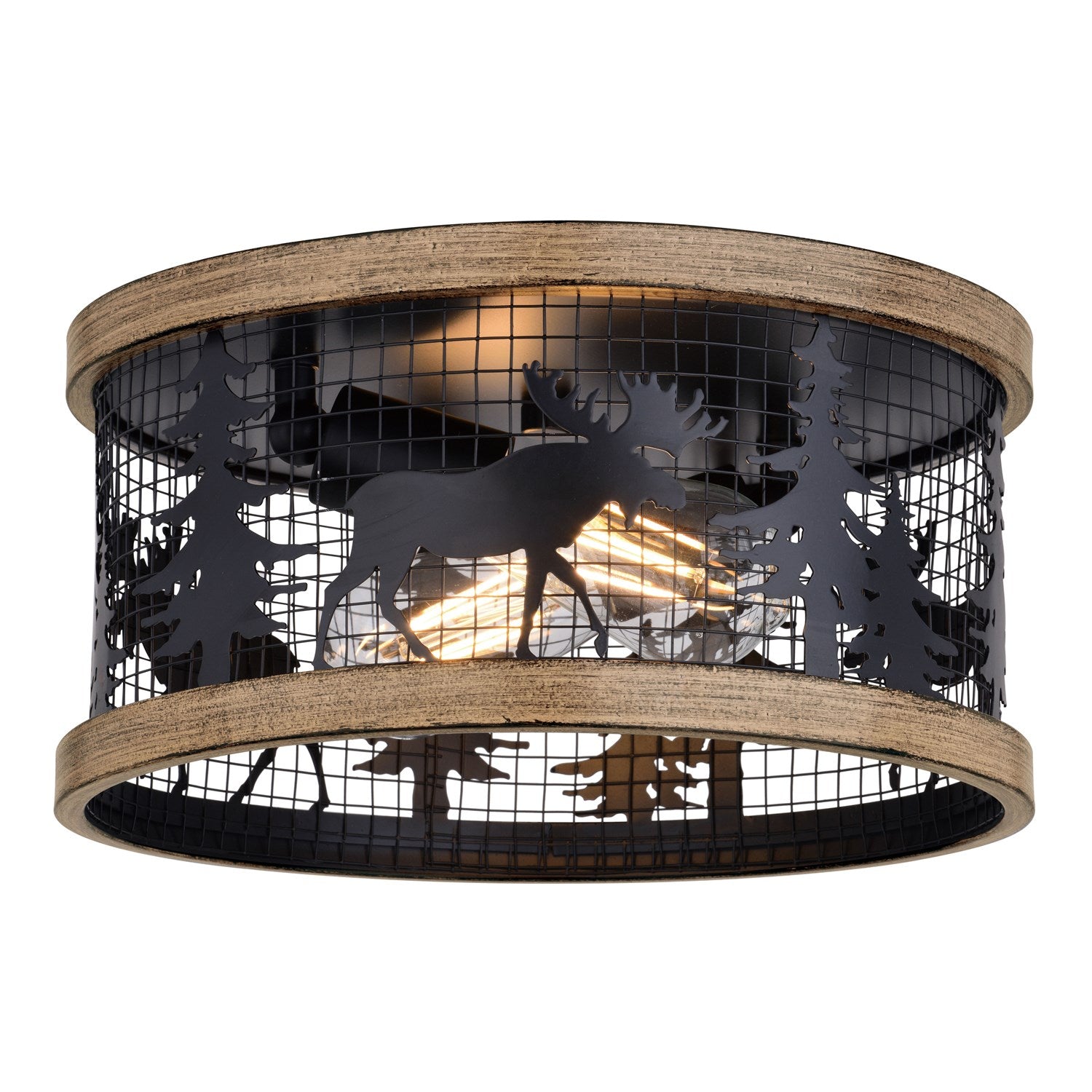 12-in. 2 Light Flush Black and Burnished Teak by Vaxcel International