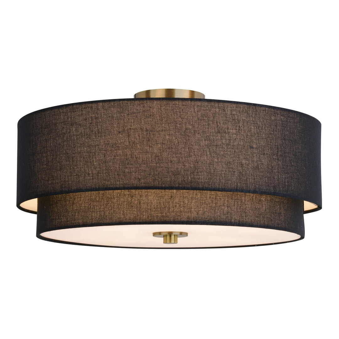 20.5-in. 4 Light Semi-Flush Matte Brass with Black Fabric by Vaxcel International