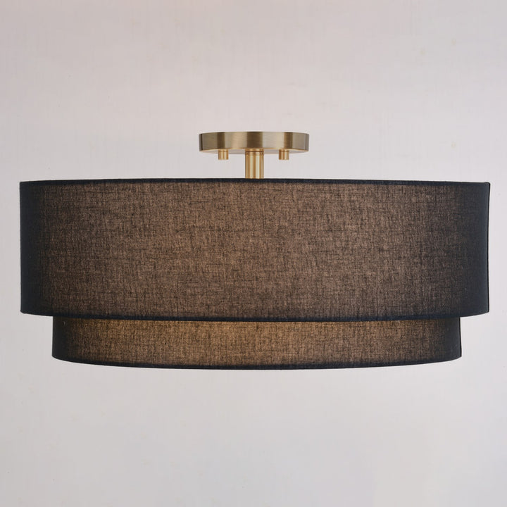 20.5-in. 4 Light Semi-Flush Matte Brass with Black Fabric