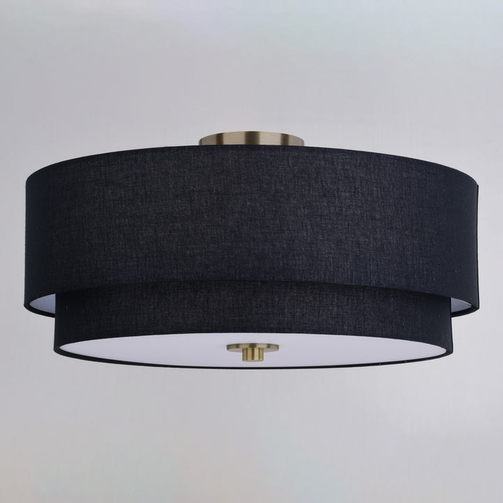 20.5-in. 4 Light Semi-Flush Matte Brass with Black Fabric