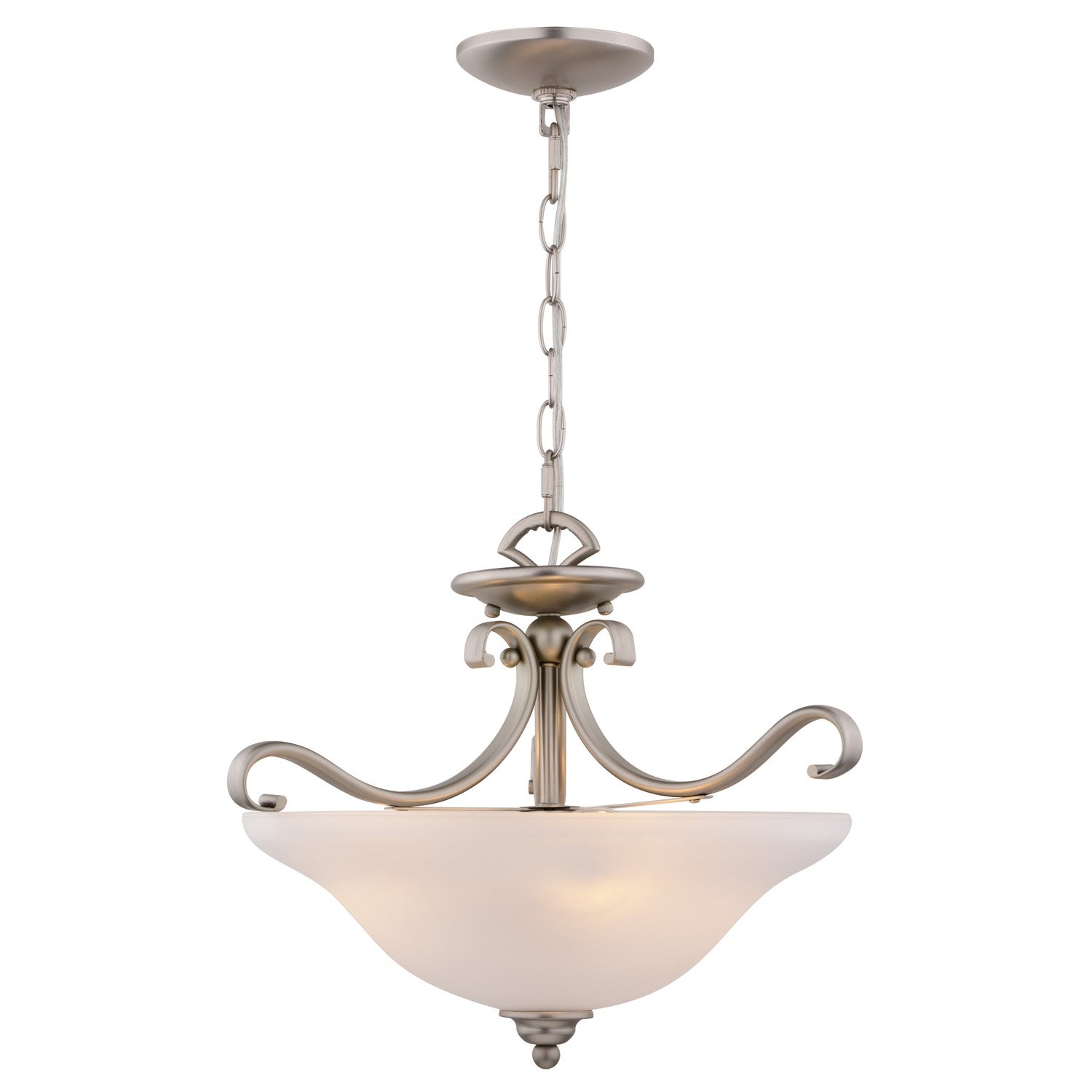17-in. Semi Flush Ceiling Light or Pendant (Dual Mount) Brushed Nickel