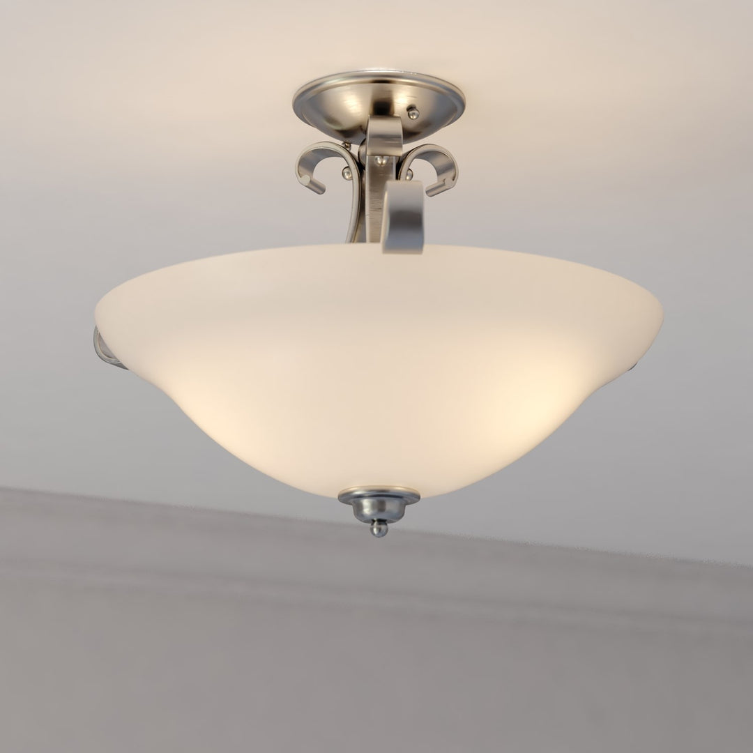 17-in. Semi Flush Ceiling Light or Pendant (Dual Mount) Brushed Nickel