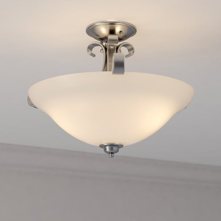 17-in. Semi Flush Ceiling Light or Pendant (Dual Mount) Brushed Nickel