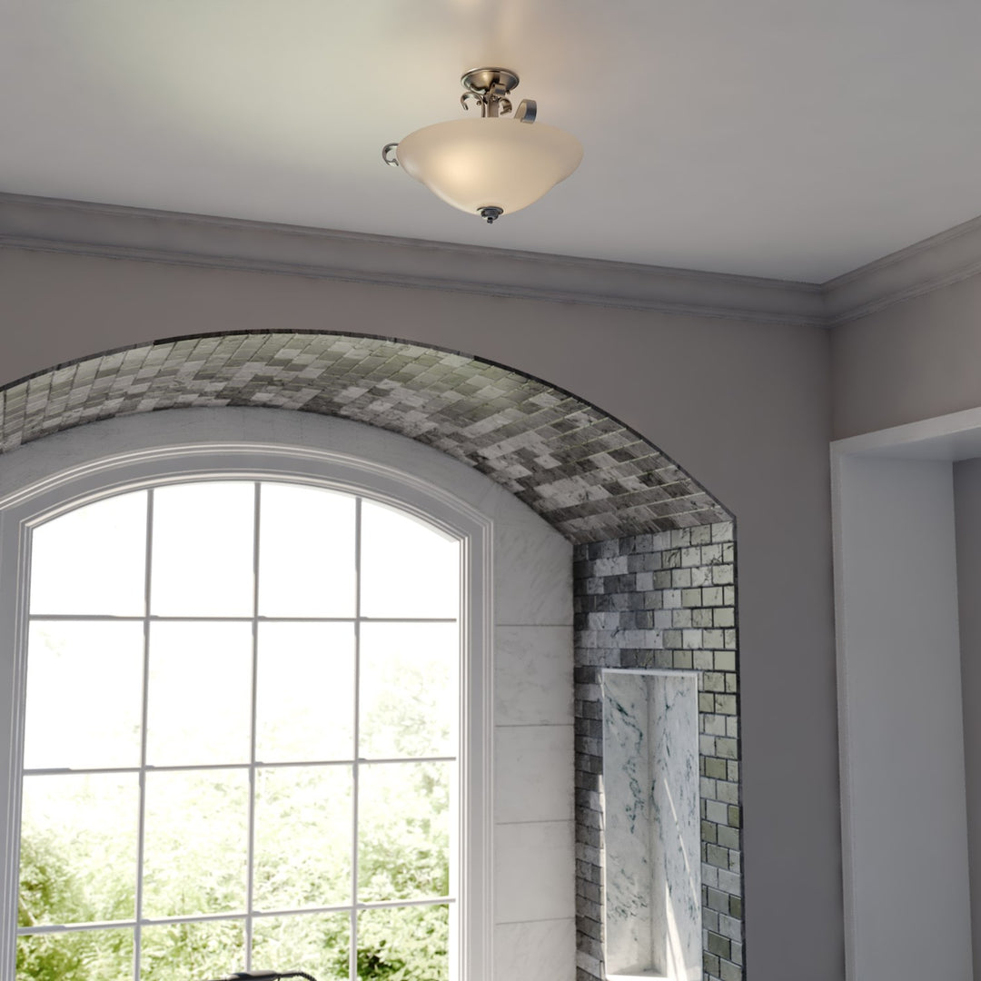 17-in. Semi Flush Ceiling Light or Pendant (Dual Mount) Brushed Nickel