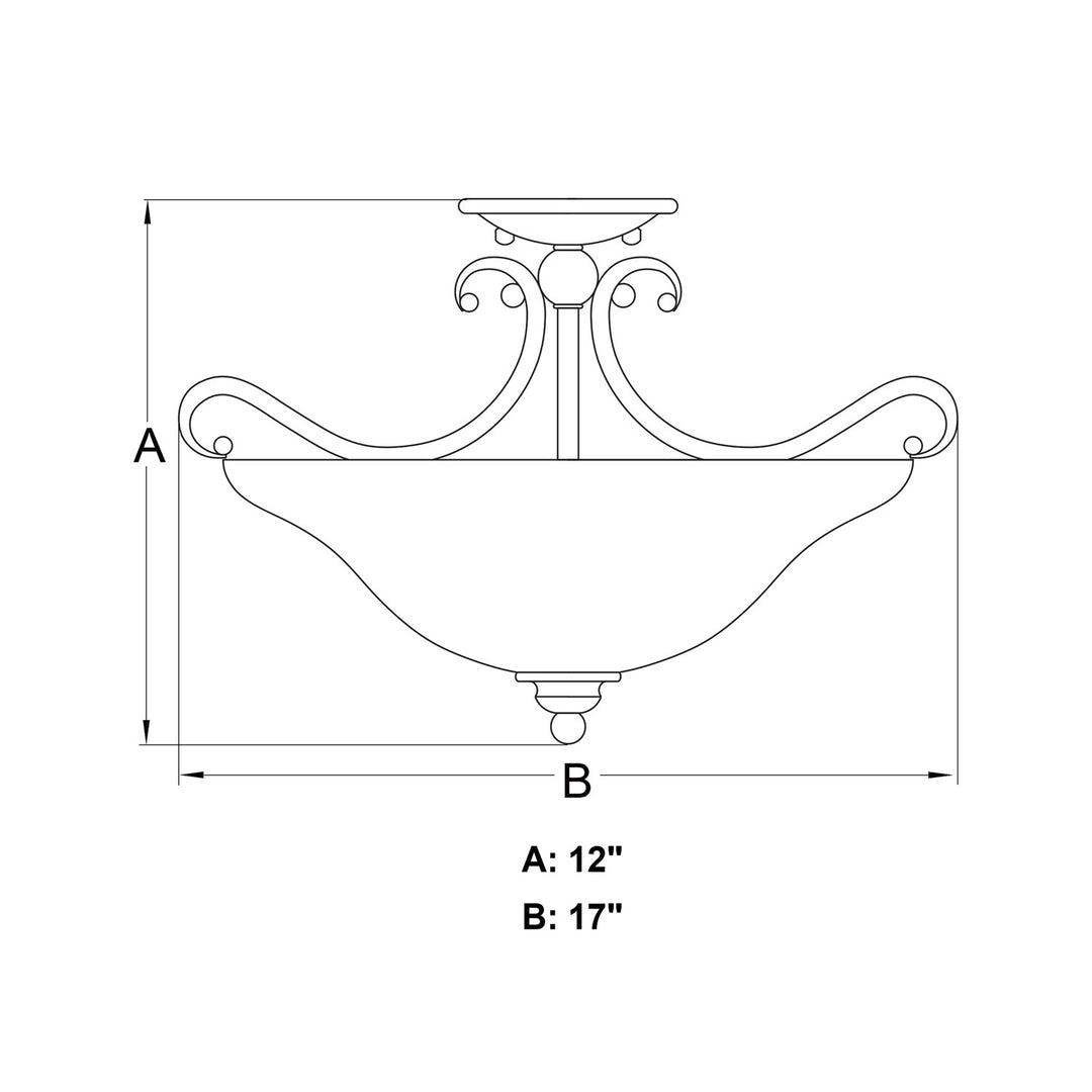 17-in. Semi Flush Ceiling Light or Pendant (Dual Mount) Brushed Nickel