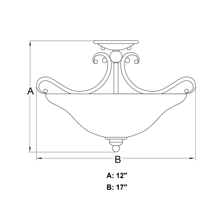 17-in. Semi Flush Ceiling Light or Pendant (Dual Mount) Brushed Nickel