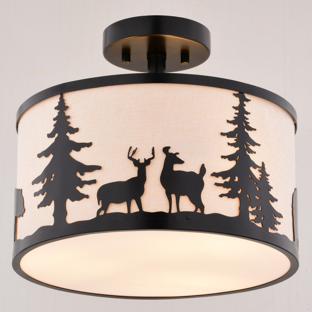 13-in. W 3 Light Semi-Flush Bronze