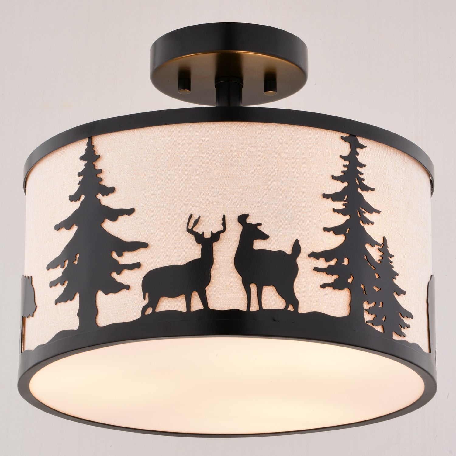 13-in. W 3 Light Semi-Flush Bronze