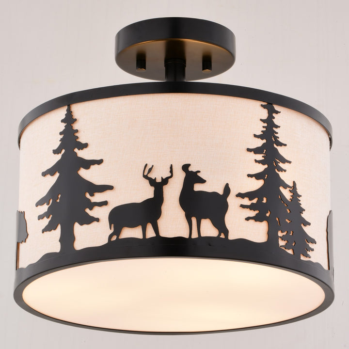 13-in. W 3 Light Semi-Flush Bronze