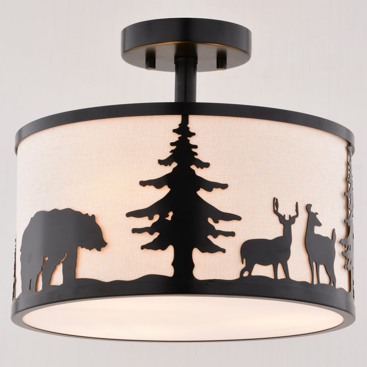 13-in. W 3 Light Semi-Flush Bronze