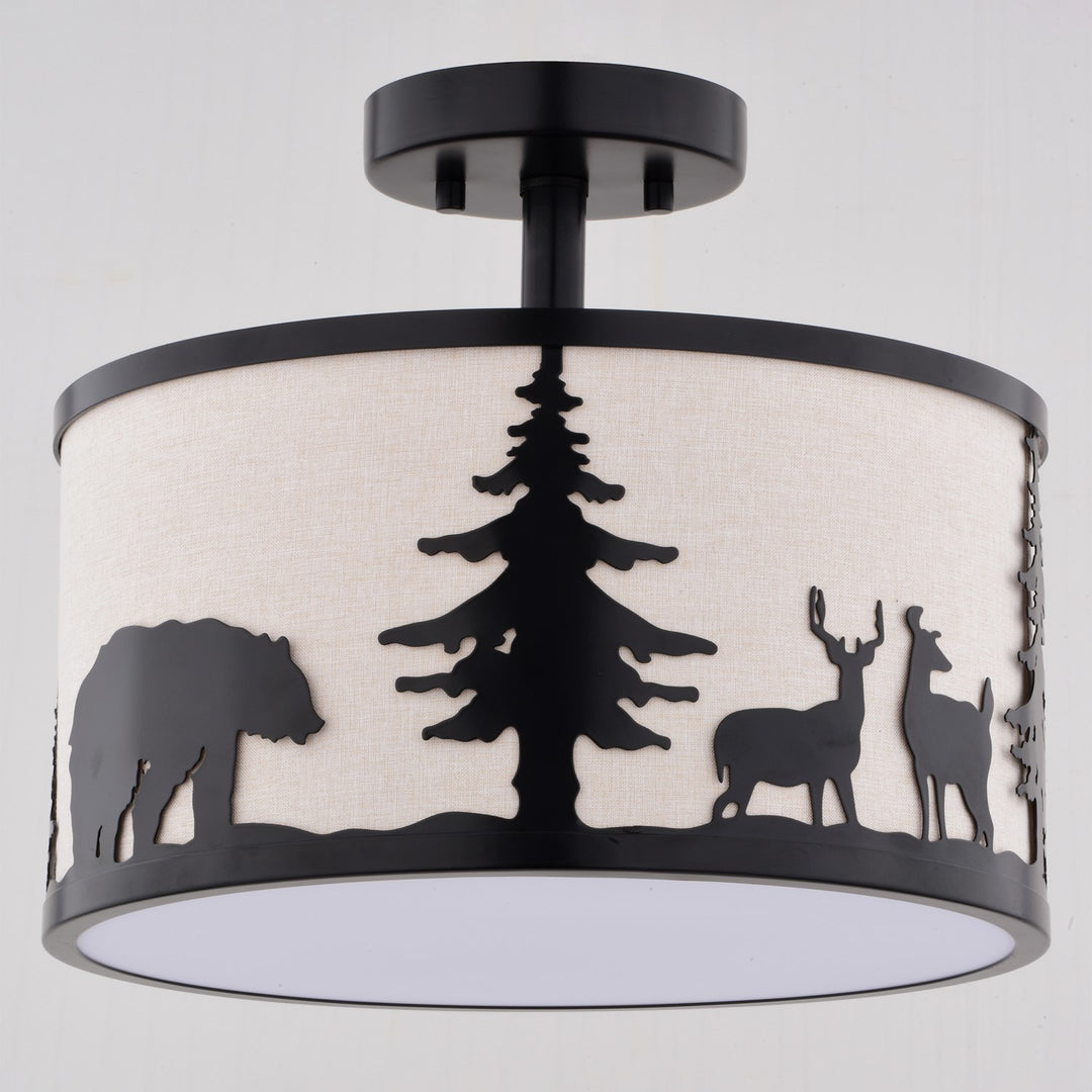 13-in. W 3 Light Semi-Flush Bronze