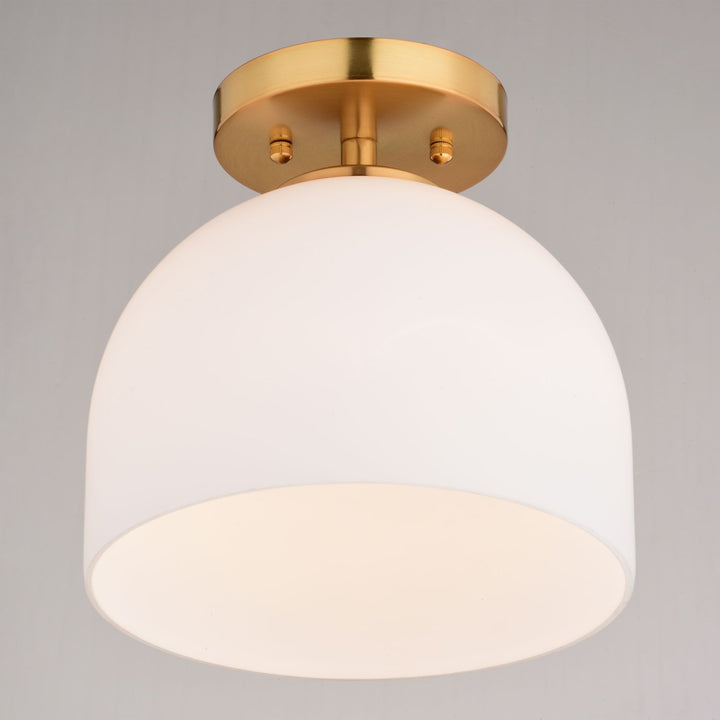 9.25-in. W 1 Light Semi-Flush Mount Natural Brass