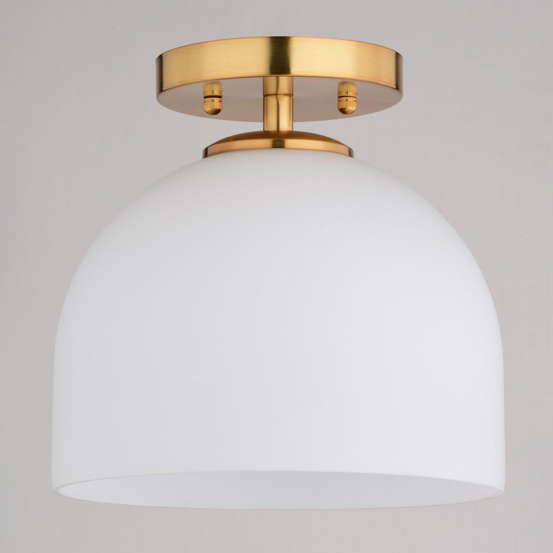 9.25-in. W 1 Light Semi-Flush Mount Natural Brass