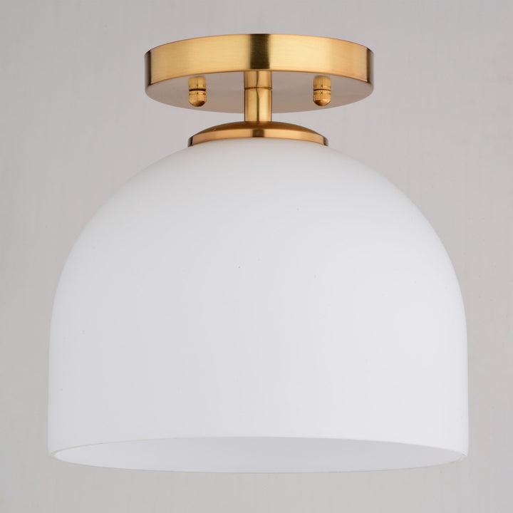 9.25-in. W 1 Light Semi-Flush Mount Natural Brass