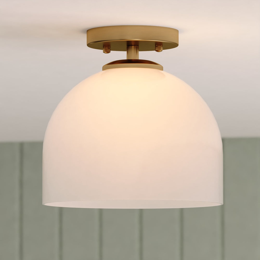 9.25-in. W 1 Light Semi-Flush Mount Natural Brass