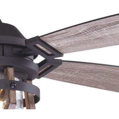 54 in. Ceiling Fan Matte Black with Rustic Oak