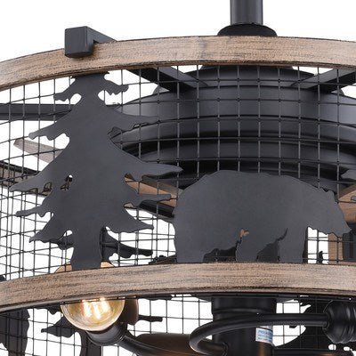 21 in. Ceiling Fan Black and Burnished Teak