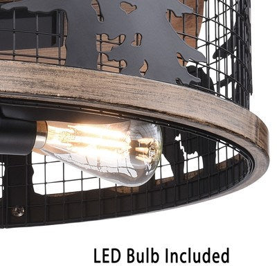 21 in. Ceiling Fan Black and Burnished Teak