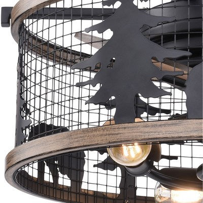 21 in. Ceiling Fan Black and Burnished Teak