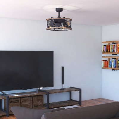 21 in. Ceiling Fan Black and Burnished Teak