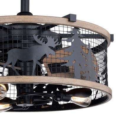 21-in. Ceiling Fan Black and Burnished Teak