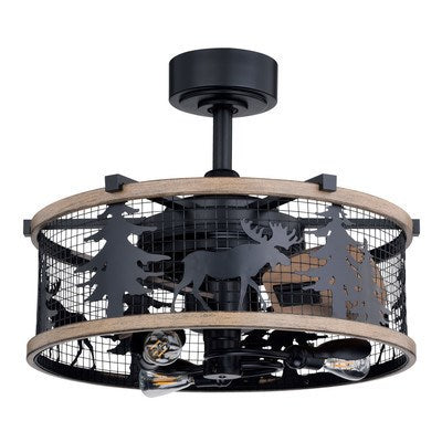 21-in. Ceiling Fan Black and Burnished Teak