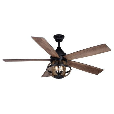 52-in. 3 Light LED Ceiling Fan Black and Burnished Teak by Vaxcel International