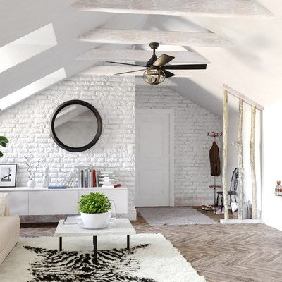 52-in. 3 Light LED Ceiling Fan Black and Burnished Teak