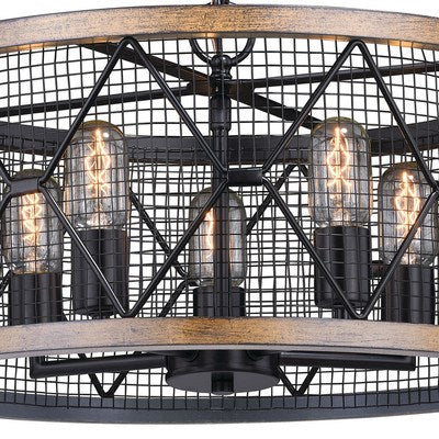5 Light Chandelier Oil Rubbed Bronze and Burnished Teak