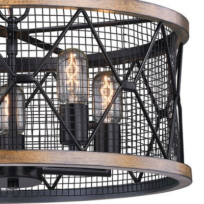 5 Light Chandelier Oil Rubbed Bronze and Burnished Teak