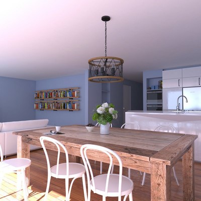 5 Light Chandelier Oil Rubbed Bronze and Burnished Teak