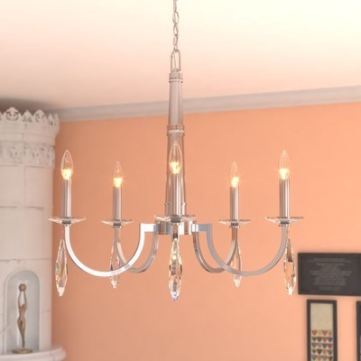 5 Light Chandelier Polished Nickel