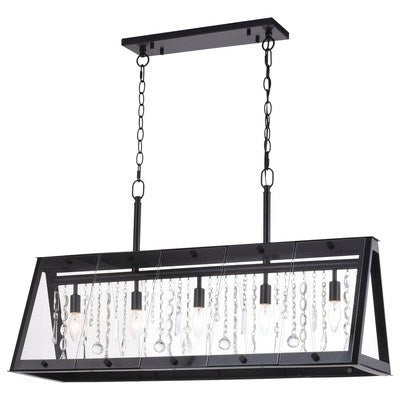 36.5 in. W 5 Light Linear Chandelier Matte Black by Vaxcel International