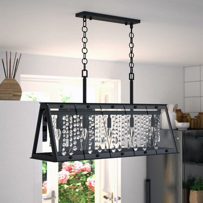 36.5 in. W 5 Light Linear Chandelier Matte Black