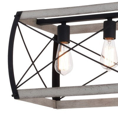 35-in. 5 Light Linear Chandelier Textured Black and White Ash