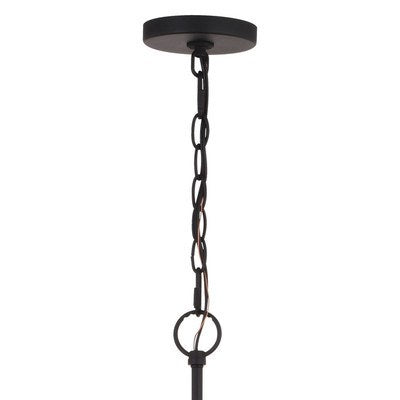 30-in. 6 Light Chandelier Matte Black and Brushed Walnut