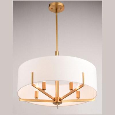 22-in. 5 Light Chandelier Natural Brass