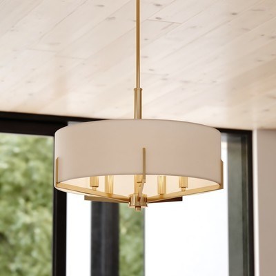 22-in. 5 Light Chandelier Natural Brass